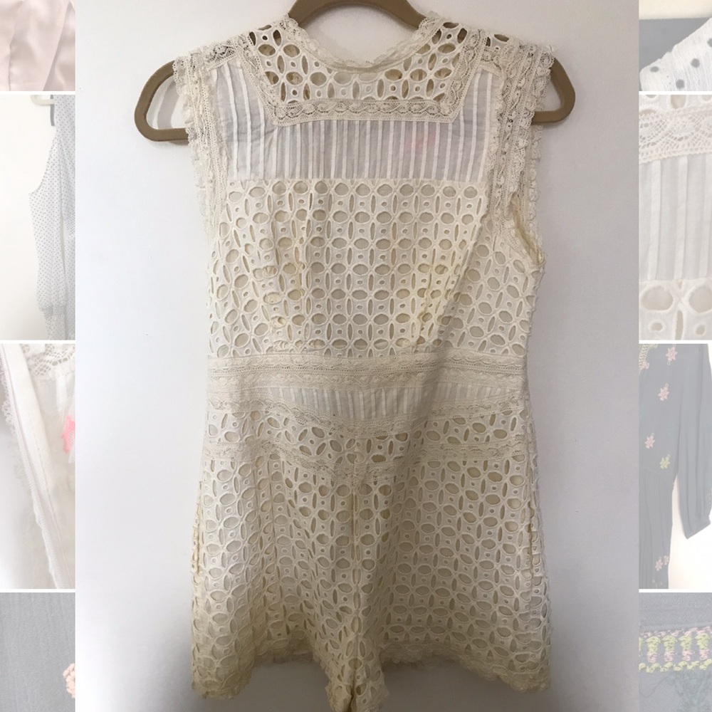 Free people cream lace romper